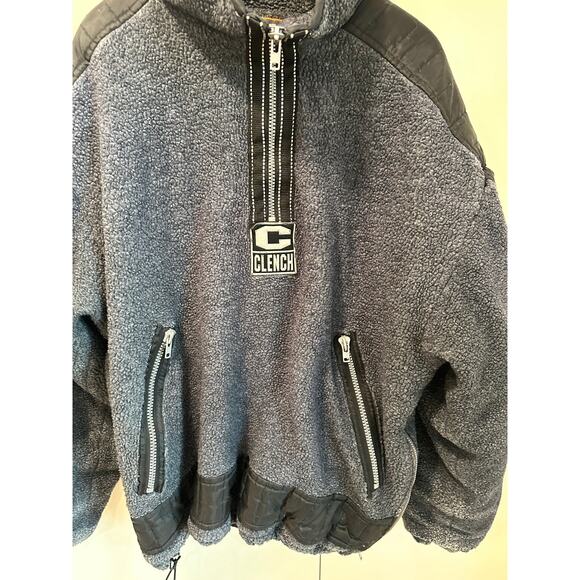 90s Streetwear Fleece Bomber Jacket by Clench Size XL Blue/Black - Picture 3 of 7